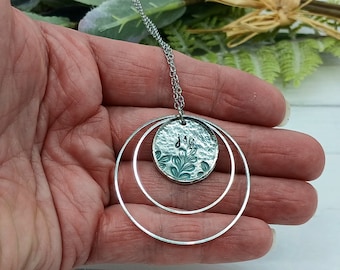 Handstamped Necklace Pendant on a Stainless Steel Cable Chain