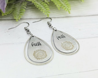 Sunflower Stainless Steel Teardrop Earrings for Women