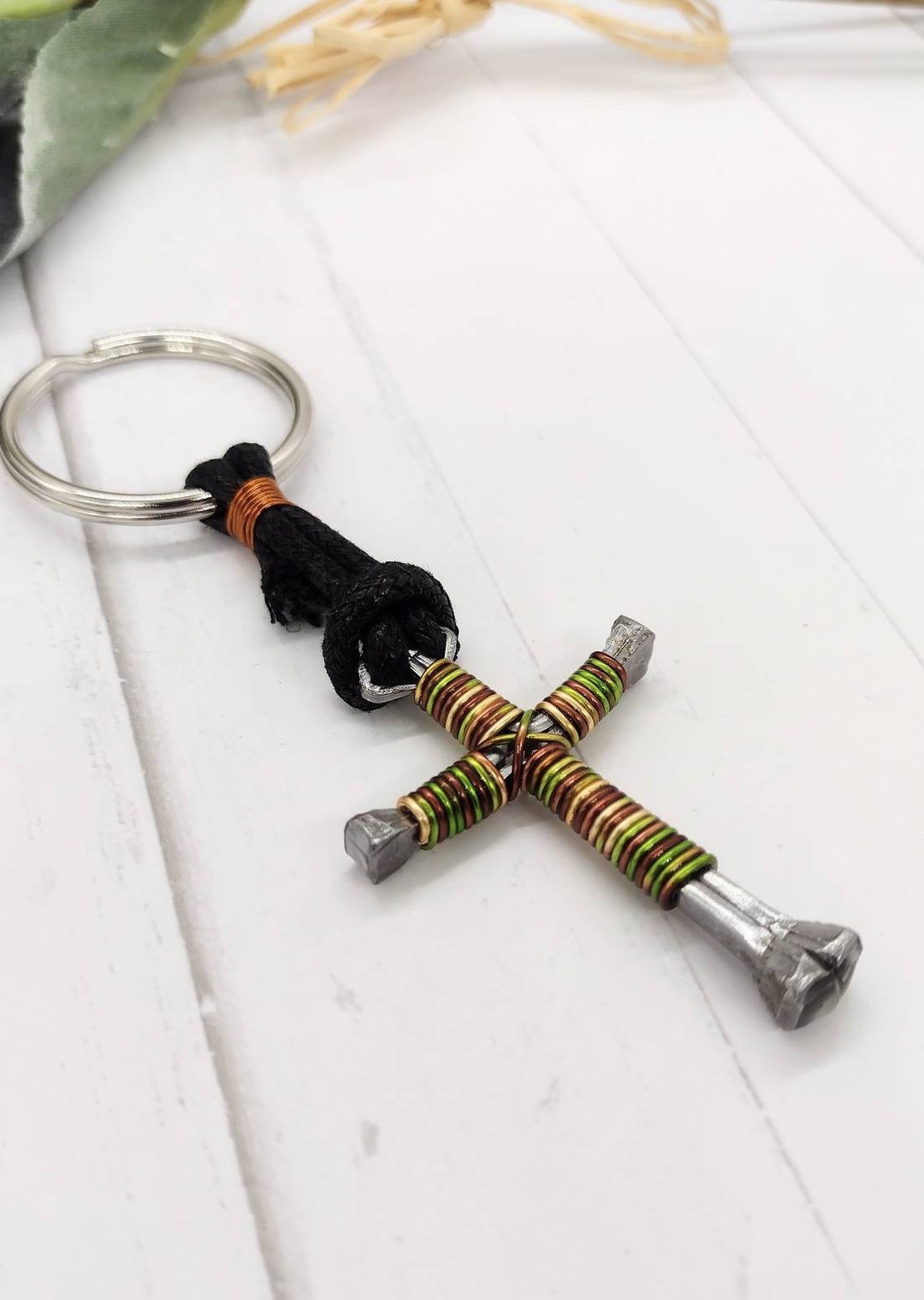 Handmade Horseshoe Nail Cross Necklace - Adjustable Cord Pendant, USA Sourced