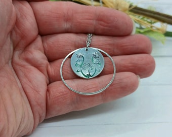 Handstamped Necklace Pendant on a Stainless Steel Cable Chain