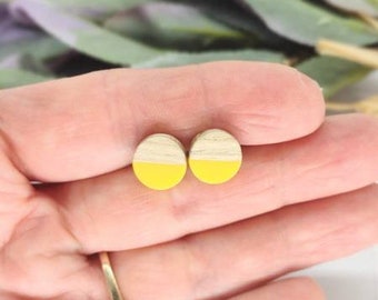 Minimalist Yellow Stud Earrings for Women