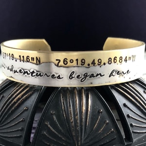 COORDINATES latitude longitude GPS ~ personalized ~ custom ~ copper or brass hand stamped metal cuff bracelet jewelry