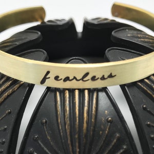 FEARLESS copper or brass hand stamped metal cuff bracelet ~ affirmation ~ mantra ~ inspirational ~ jewelry gift idea