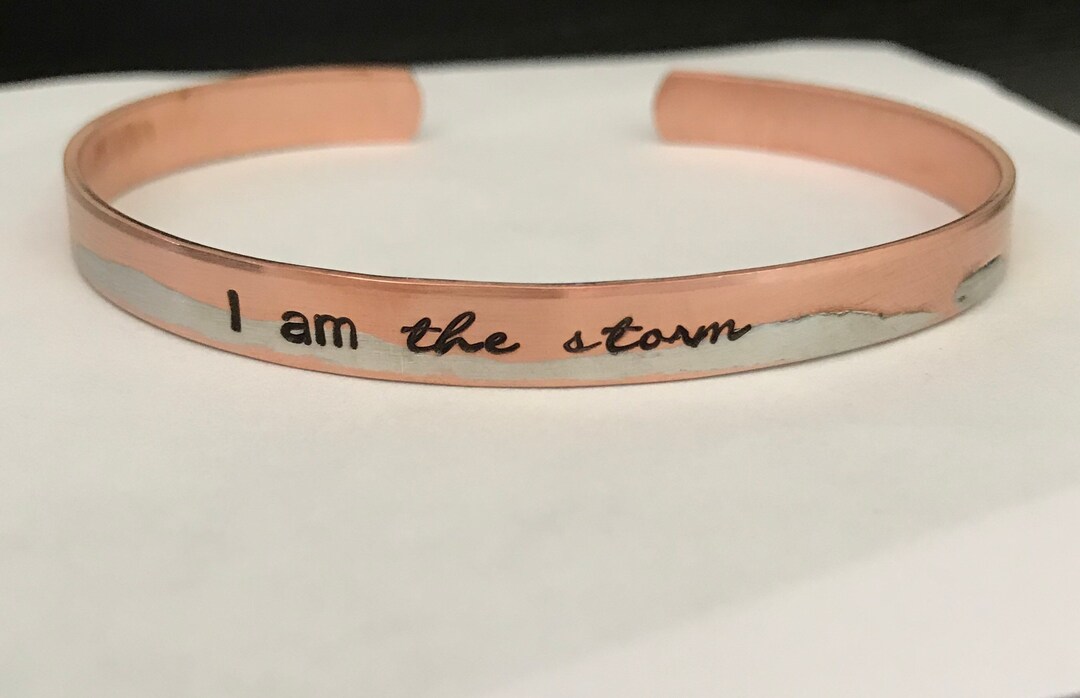 I AM the STORM Copper or Brass Hand Stamped Metal Cuff Bracelet ...