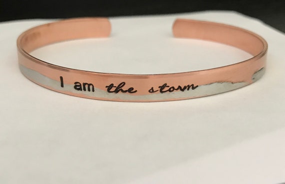 I AM the STORM copper or brass hand stamped metal cuff | Etsy