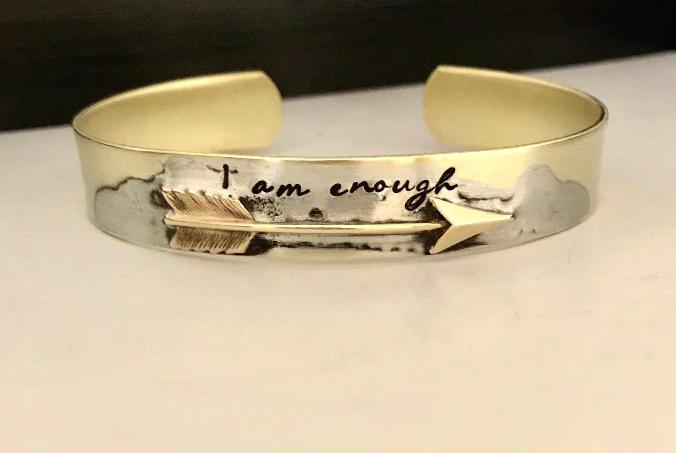 I AM ENOUGH large arrow copper or brass hand stamped metal | Etsy