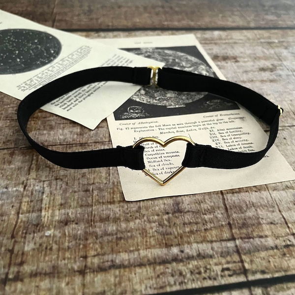 Halsband Choker Herz simple schwarz gold oder silber