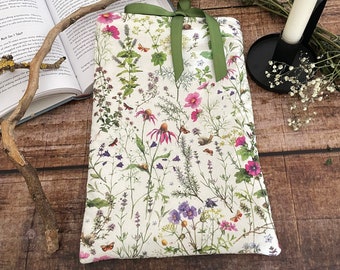 Book cover meadow herbs Green witch for A5 books linen