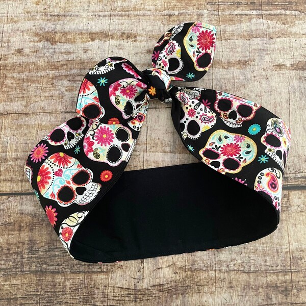 Rockabilly Haarband Sugar Skulls Totenköpfe 50er retro