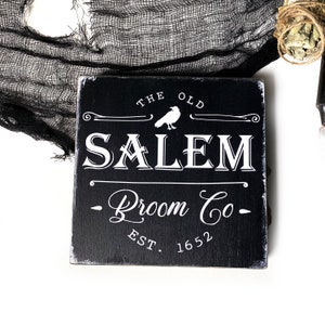Wooden sign decorative sign Salem Broom Co Farmhouse black gothic witchcraft