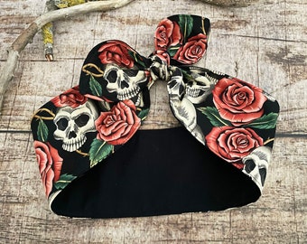 Rockabilly hairband Skulls&Roses skulls roses 50s