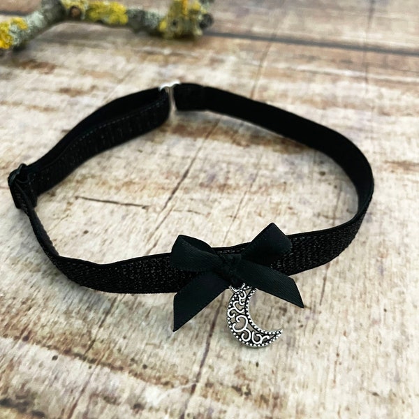 Choker Halsband Crescent Moon schwarz Glitzer Halbmond