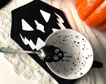 Mug Rug Pumpkin Coffin gothic black placemat coffin