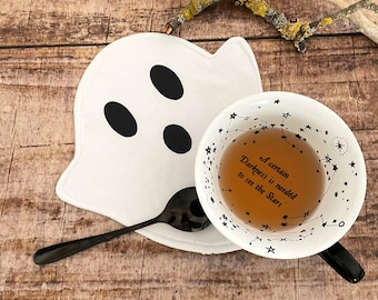 Mug Rug Cup Coaster Ghost Halloween Placemat