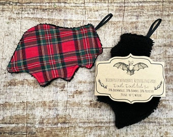 Washable cleaning pads bat sustainable make-up removal pads set of 2 bat wings tartan check