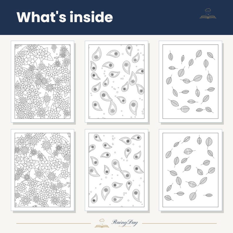Floral Colouring Book for Adults Printable, 40 Flower, Leaf and Paisley ...