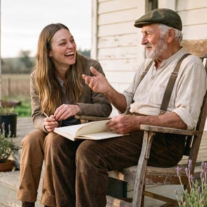 Filling in the Tell Me Your Story, Grandpa memory journal together
