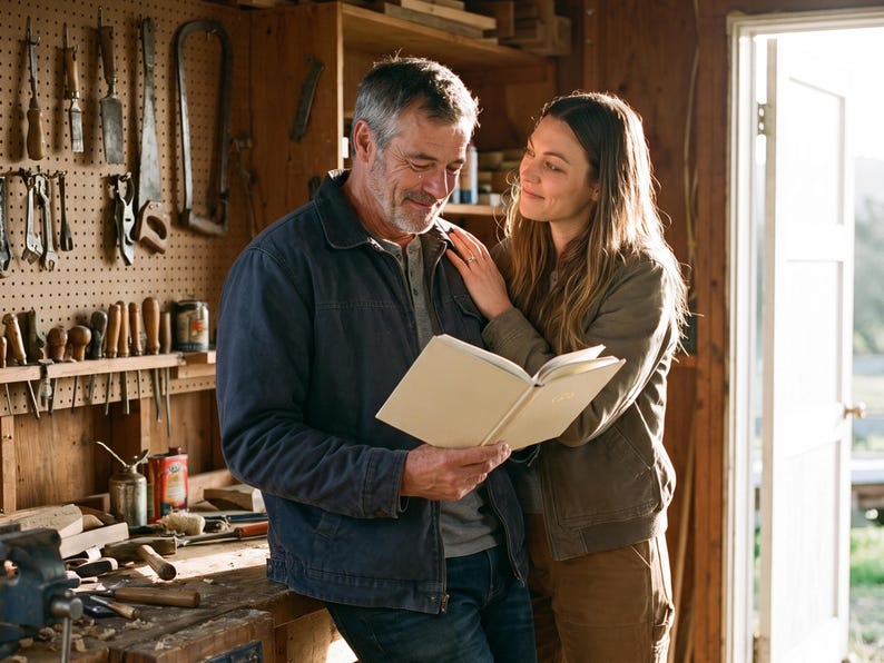 Filling in the Tell Me Your Story, Dad journal together
