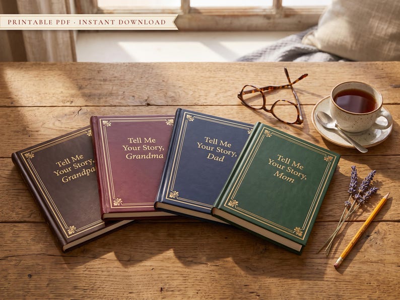 The Porch Stories Family Bundle: Tell Me Your Story journals for Grandpa, Grandma, Dad and Mom, printable PDF