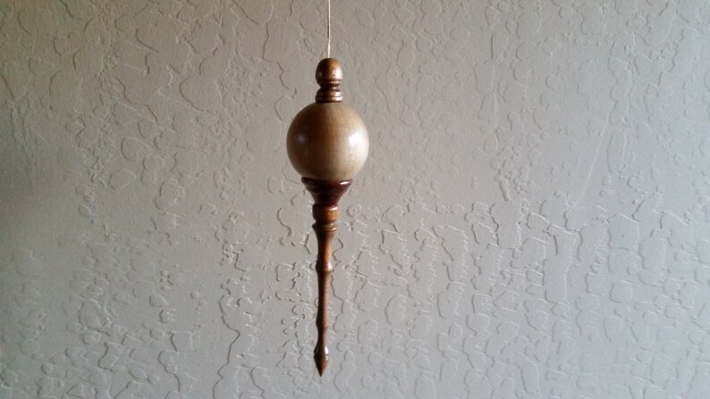 Turned Wood Ball /& Icicle Christmas Ornament Mahogany and Birch