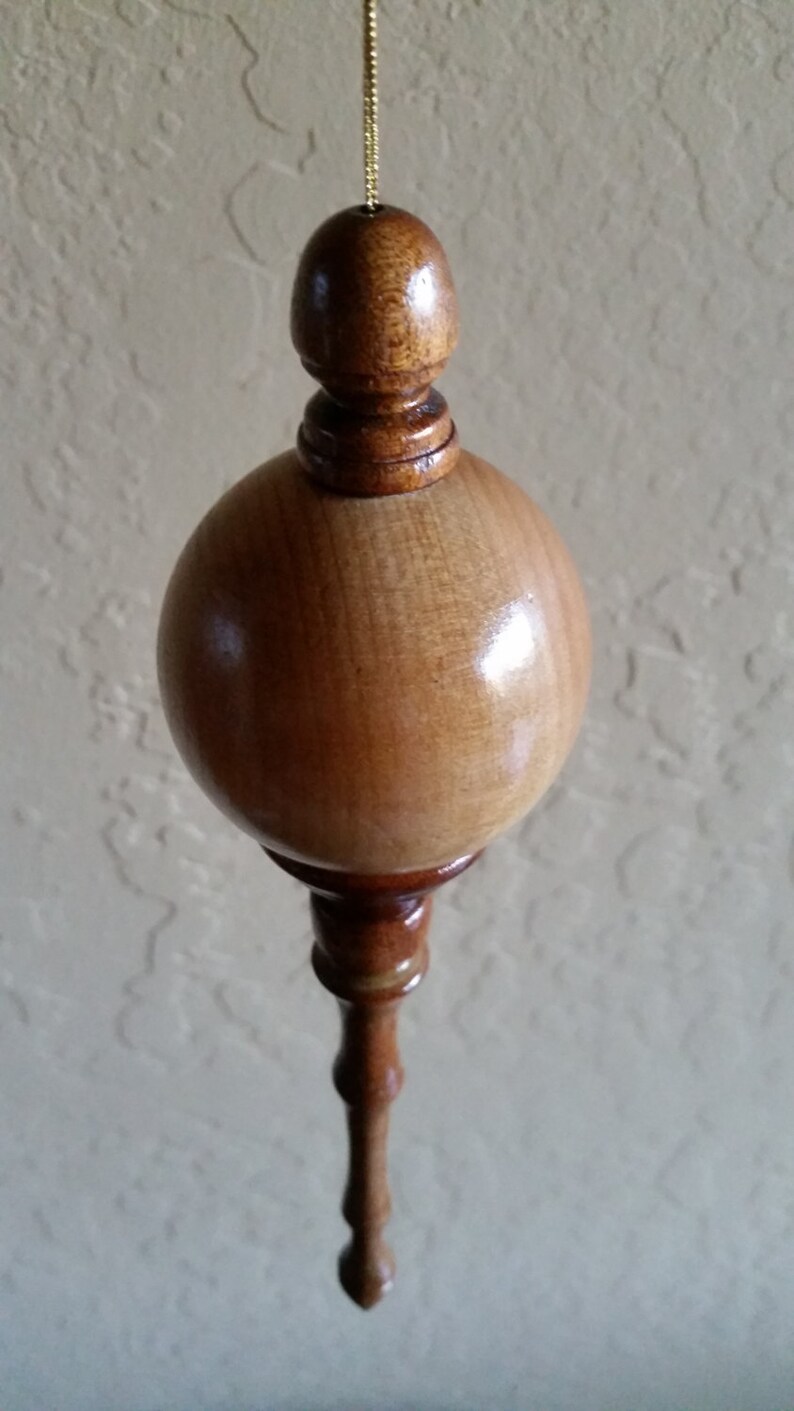 Turned Wood Ball /& Icicle Christmas Ornament Mahogany and Birch
