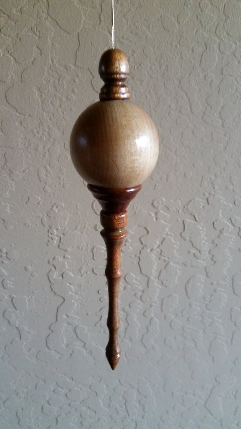 Turned Wood Ball /& Icicle Christmas Ornament Mahogany and Birch