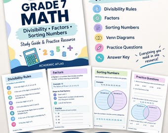 Guida allo studio di matematica per la settima classe: divisibilità, fattori, classificazione dei numeri (download digitale)