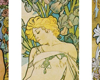 Alphonse Mucha DIGITAL Printable Bookmarks Set of 8.