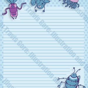 PDF Printable Cute Kawaii Robot Stationery image 3