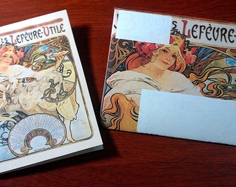 Alphonse Mucha DIGITAL Printable Greeting Card and Matching Envelope 5-Pack Set-03.