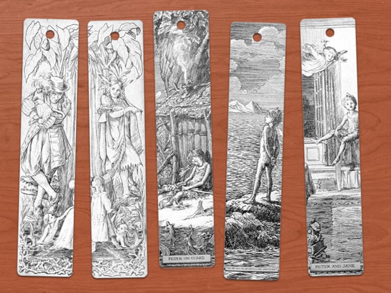 Peter and Wendy or Peter Pan DIGITAL Printable Bookmarks Set of 10. image 1