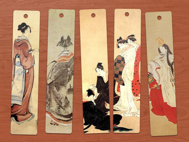 Hokusai Japanese Ladies DIGITAL Printable Bookmarks Set of 10. Etsy