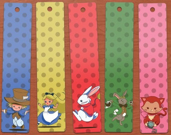 Alice in Wonderland Cute Mad Tea Party Printable Bookmarks