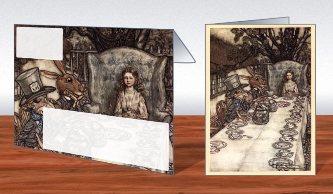 Arthur Rackham Alice in Wonderland Printable Greeting Card and Matching ...