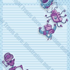 PDF Printable Cute Kawaii Robot Stationery image 2