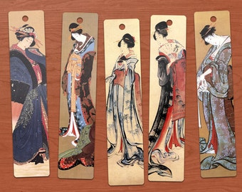 Hokusai Japanese Ladies DIGITAL Printable Bookmarks Set of 10.