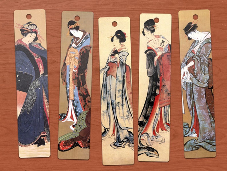 Hokusai Japanese Ladies DIGITAL Printable Bookmarks Set of 10. Etsy
