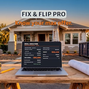 Fix and Flip Spreadsheet, Deal Analyzer, Max Offer, 70% Rule, Rehab Budget, Draw Log, House Flipping Excel & Google Sheets