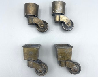 4 Vintage Brass Cup Casters