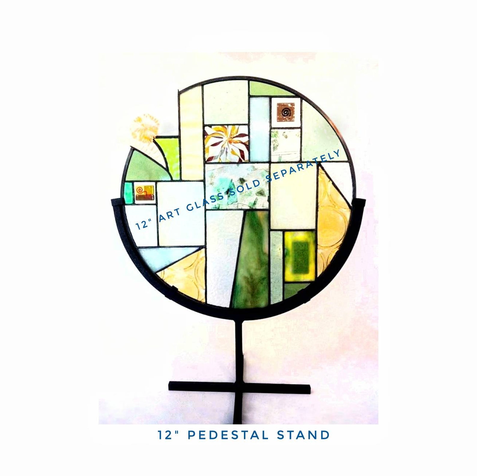 Round Stand for Stained Glass Display Black Metal Wrought Iron Etsy