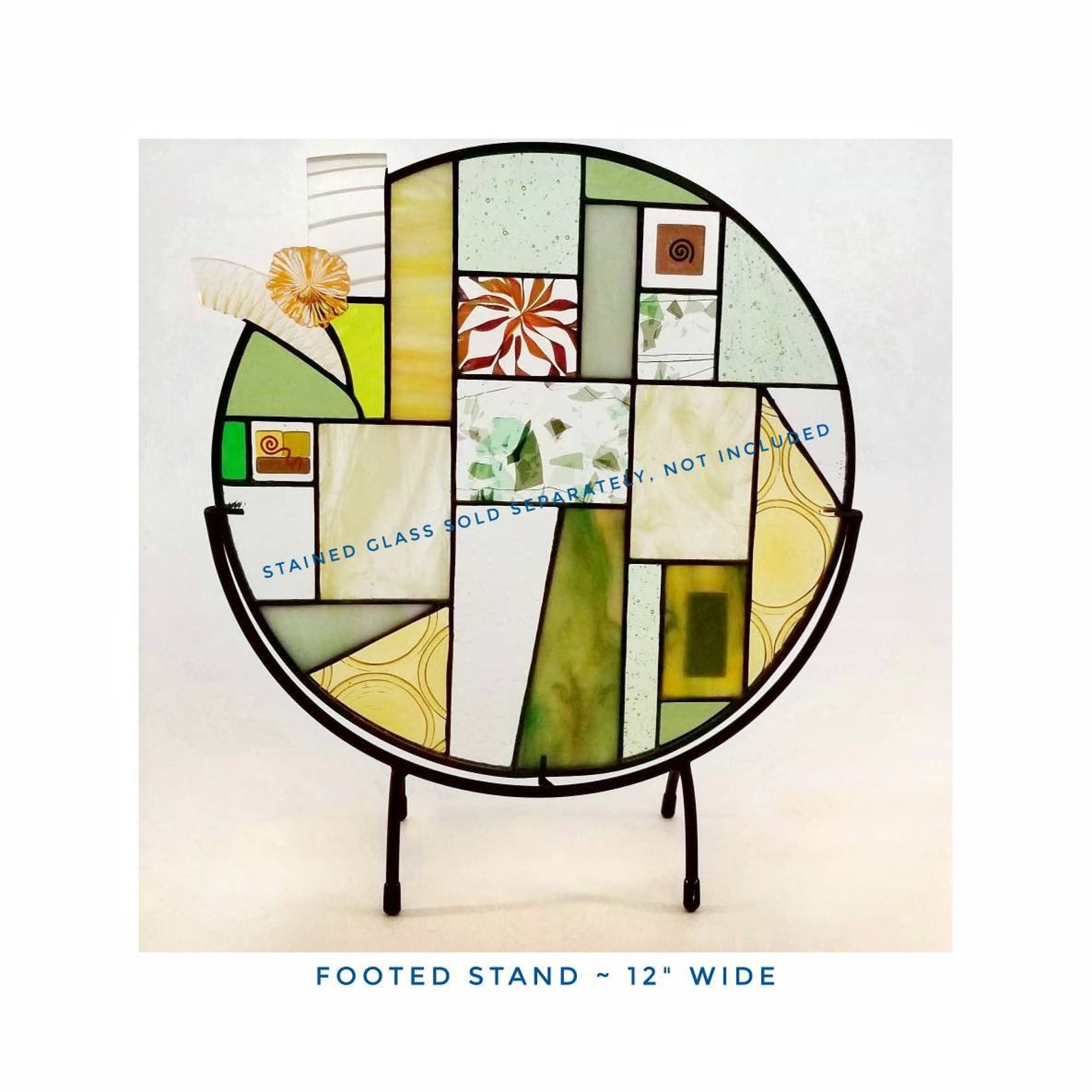 Round Stand for Stained Glass Display Black Metal Finish Etsy