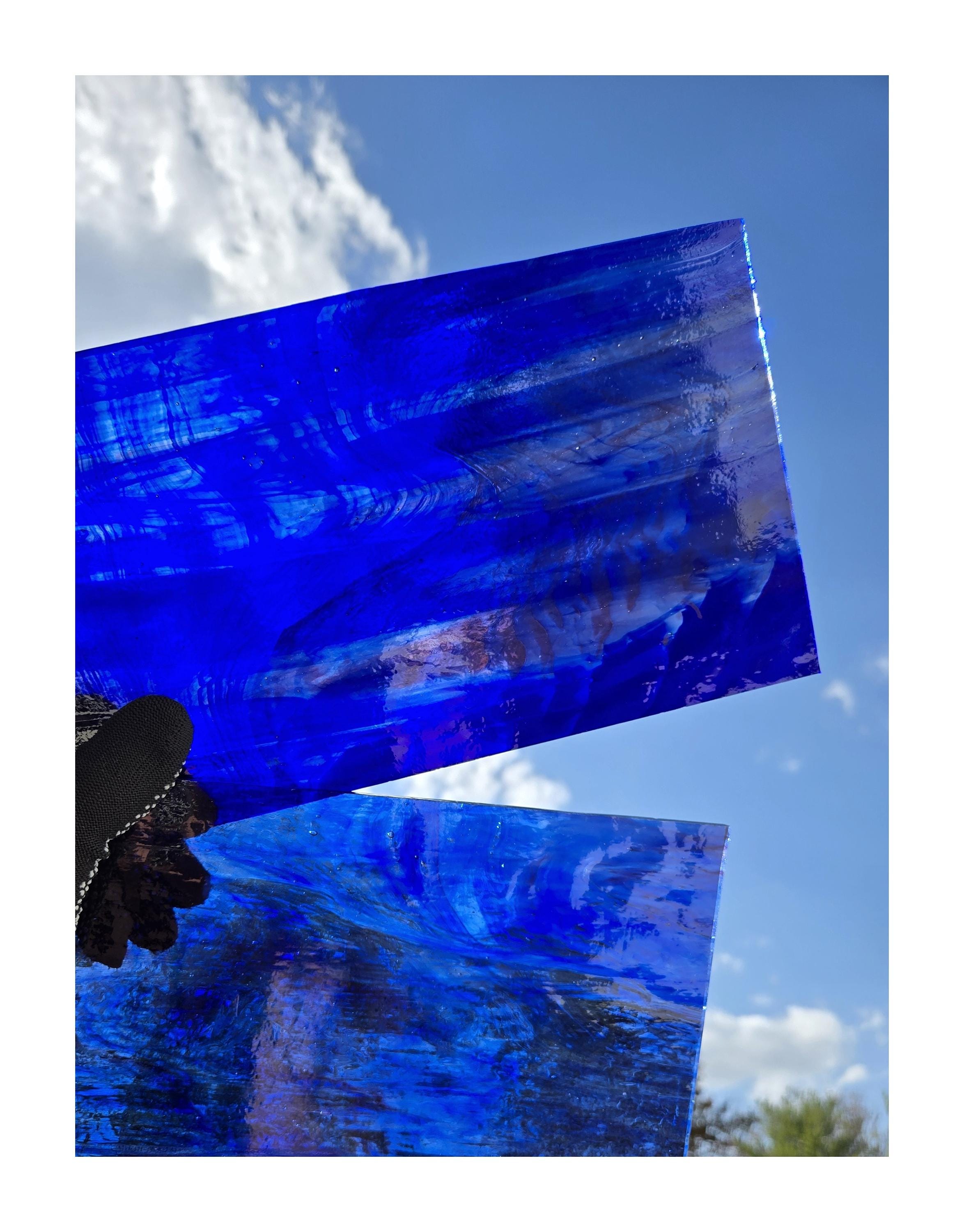 Blue Stained Glass Pack Diy. 5 Sheets,cathedral Style. Assorted