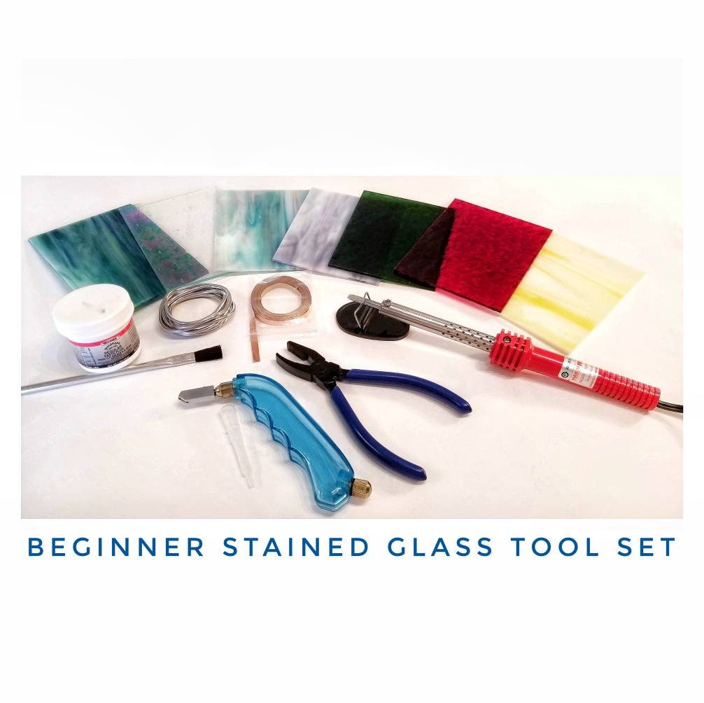 Beginner Stained Glass Cutting Soldering Tool Set. Carbide Cutter Pliers Foil Patterns. Hakko 503 Red Iron. Optional Gryphette Grinder. Etsy Australia
