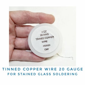 Wire, Tinned Copper, 20 Gauge. Easy to solder, uncoated for Stained Glass Projects with embellishments. Silver color, Wire Wrapping Jewelry.