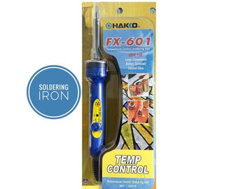 Soldering Iron, Genuine 601 Hakko for stained glass & jewelry, built-in variable temp control. 3/16" tip. Foil, Lead, Decorative Techniques.