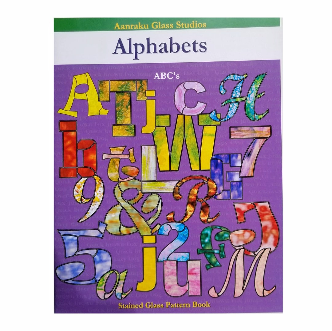 Alphabet & Numbers. Stained Glass Pattern, Lettering Book. Diy Signs