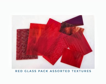 Red Stained Glass Sheets. Variety of Textures & Smooth. Diy for Panels, Leadlites. Glass on Glass Mosaic. Christmas Crafting Supply.