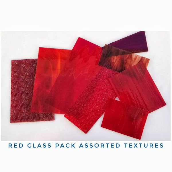 Red Stained Glass Sheets. Variety of Textures & Smooth. Diy for Panels, Leadlites. Glass on Glass Mosaic. Christmas Crafting Supply.