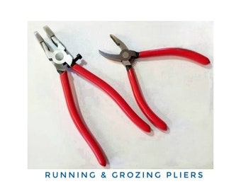 Stained Glass Groziers & Running Pliers. Runners force scoreline to easily snap. 1 pair replacement tips included. Groziers for shaping.