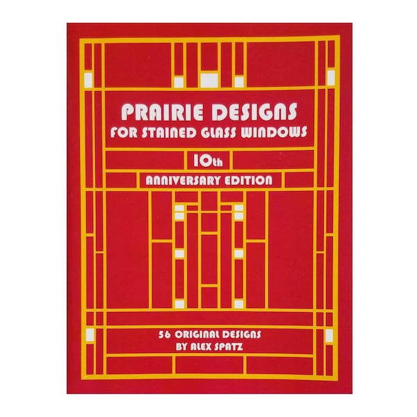 Stained Glass Design Book. Prairie Style Patterns. Nice variety of geometric line drawings for Lamp Shades. Author, Alex Spatz. New